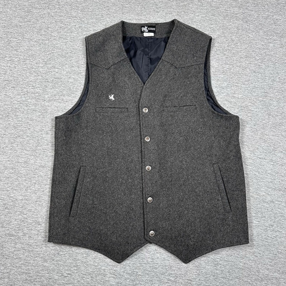 Wyoming Traders Vest Mens XXL Gray 100% Virgin Wool Button Front Cowboy Western